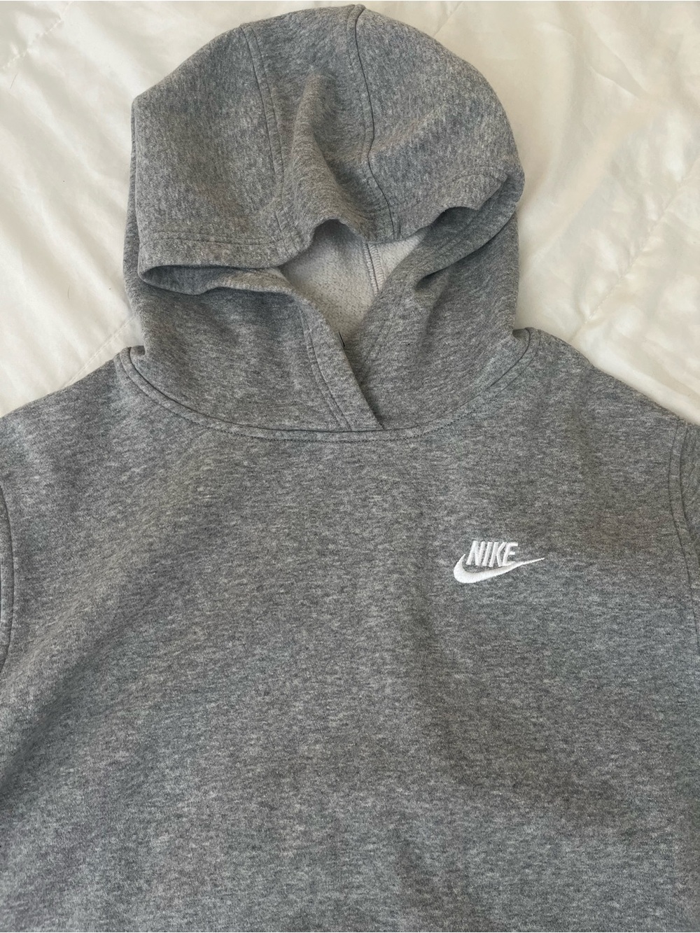 Nike Gray Hooded Sweatshirt with White Swoosh Logo